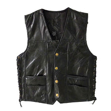 Load image into Gallery viewer, Leather Jacket Hot Sale Vest Mens Sleeveless Punk Pocket Loose Fit Black Brand Motorcycle Waistcoat Coats PU Male Streetwear