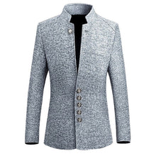 Load image into Gallery viewer, 2019 Brand Mens Vintage Blazer Coats Chinese Style Business Dress Blazers Casual Stand Collar Jackets Male Slim Fit Suit Jacket
