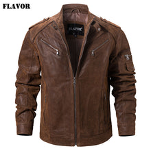 Load image into Gallery viewer, Men&#39;s Pigskin Real Leather Jacket Genuine Leather Jackets Motorcycle Jacket Coat Men
