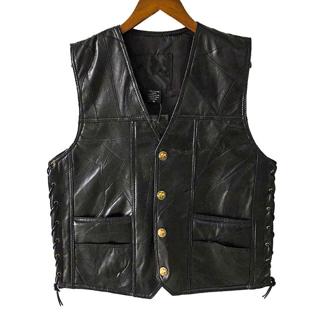 Leather Jacket Hot Sale Vest Mens Sleeveless Punk Pocket Loose Fit Black Brand Motorcycle Waistcoat Coats PU Male Streetwear