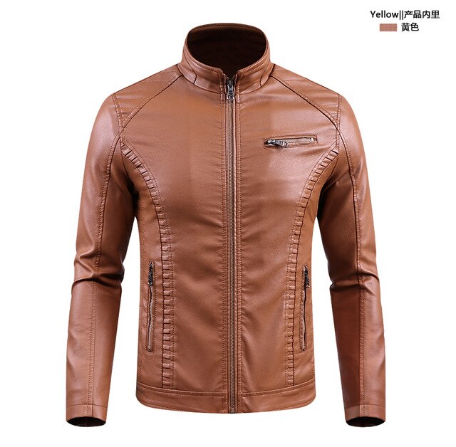 Vogue Nice New Winter Men Leather Jackets Motorcycle Keep Warm Leather Jackets Fashion Brand Men's Fleece Leather Jacket Coat