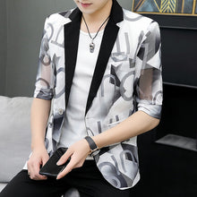 Load image into Gallery viewer, 2020 Brand Half Sleeve Casual Suits For Men Asian Size Slim Fit One Button Blazer Coat Men Fashion Letter Print Erkekler Blazers
