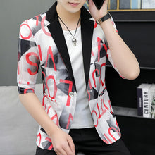 Load image into Gallery viewer, 2020 Brand Half Sleeve Casual Suits For Men Asian Size Slim Fit One Button Blazer Coat Men Fashion Letter Print Erkekler Blazers
